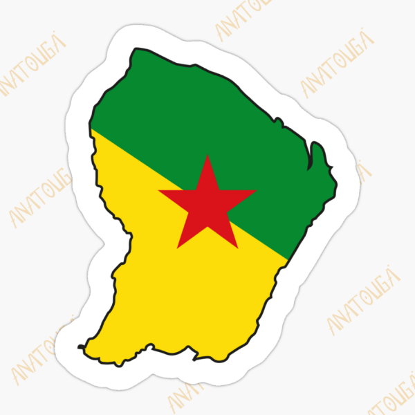 Sticker / Autocollant "Carte de la Guyane" - Aux couleurs du drapeau local