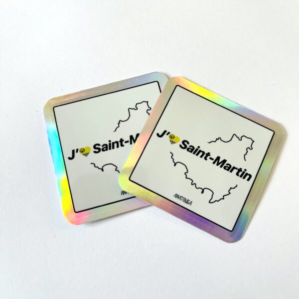 2 x Sticker "J'aime Saint-Martin" - Coeur drapeau – Image 2