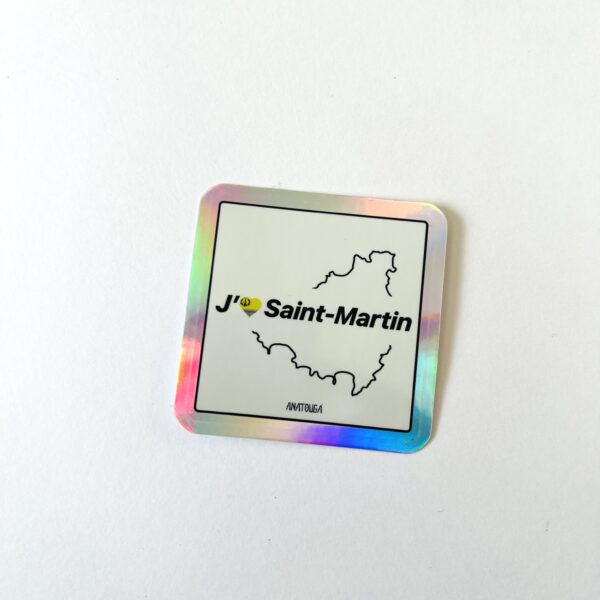 Sticker "J'aime Saint-Martin" - Coeur drapeau (à l'unité) – Image 2