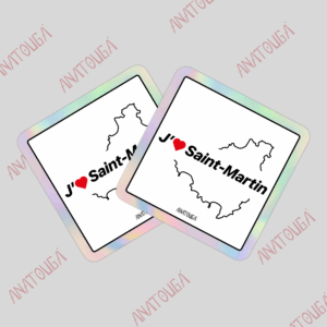 Deux Stickers "J'aime Saint-Martin" Coeur rouge