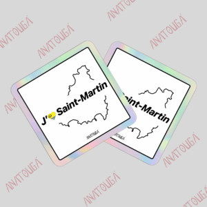 2 x Sticker "J'aime Saint-Martin" - Coeur drapeau