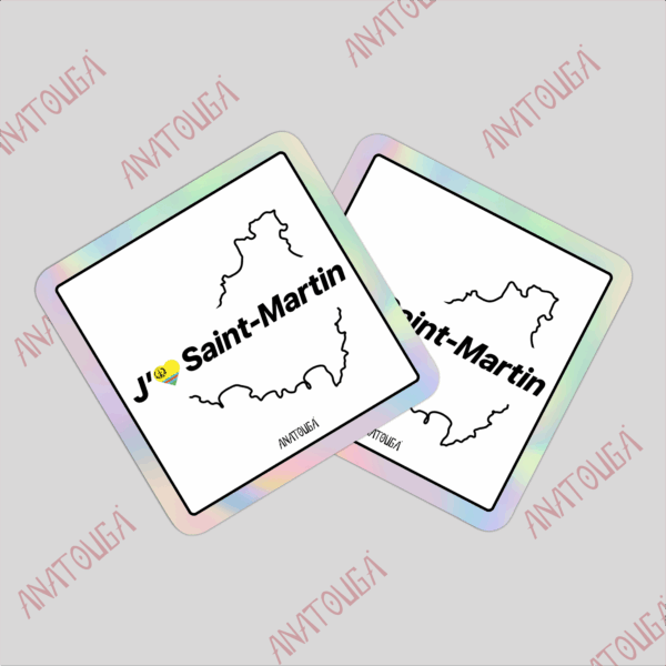 2 x Sticker "J'aime Saint-Martin" - Coeur drapeau