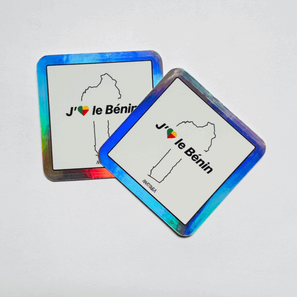 2 x Sticker « J’aime le Bénin » – Coeur drapeau – Image 2
