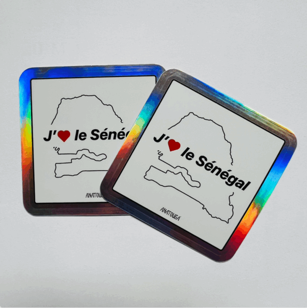 2 x Sticker « J’aime le Sénégal » – Coeur rouge – Image 2