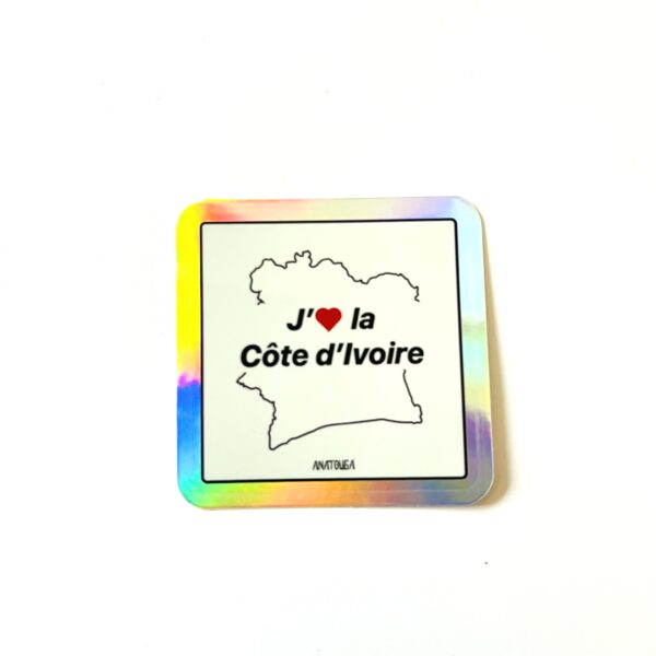Sticker « J’aime la Côte d’ivoire » – Coeur rouge (à l'unité) – Image 2