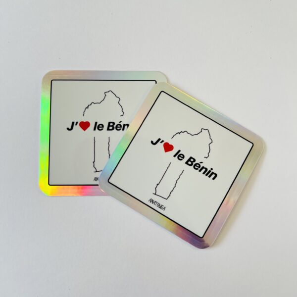 2 x Sticker « J’aime le Bénin » – Coeur rouge – Image 2