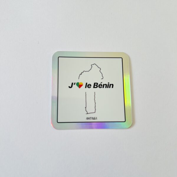 Sticker « J’aime le Bénin » – Coeur drapeau (à l’unité) – Image 2