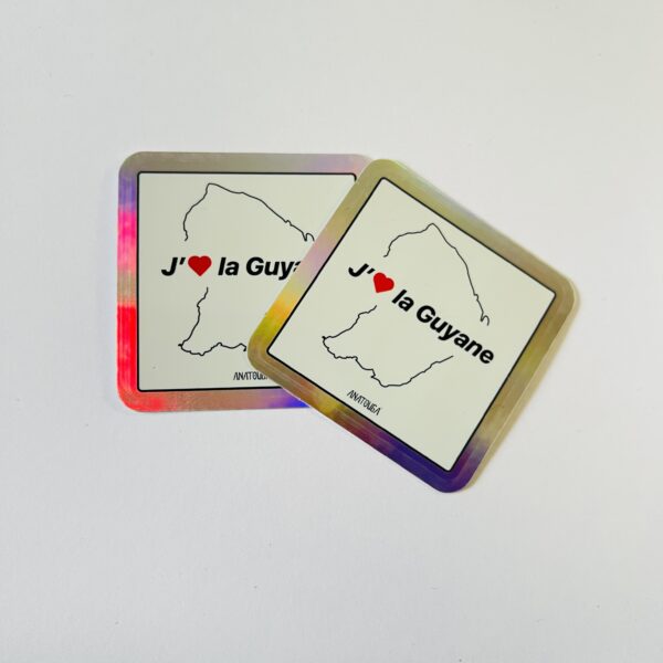 2 x Sticker « J’aime la Guyane » – Coeur rouge – Image 2