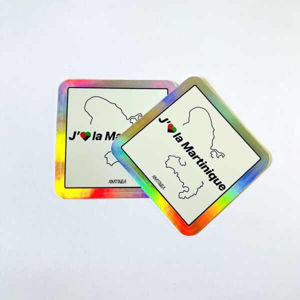 2 x Sticker « J’aime la Martinique » – Coeur drapeau – Image 2