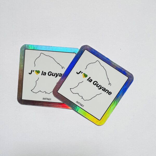 2 x Sticker « J’aime la Guyane » – Coeur drapeau – Image 2