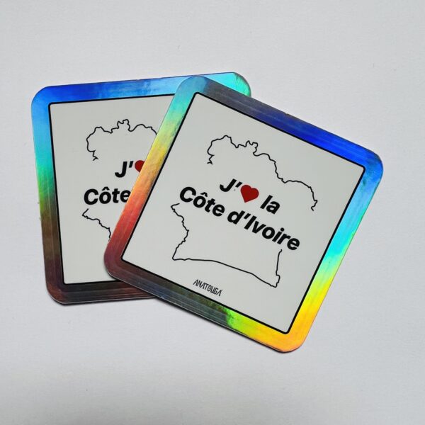 2 x Sticker « J’aime la Côte d’ivoire » – Coeur rouge – Image 2