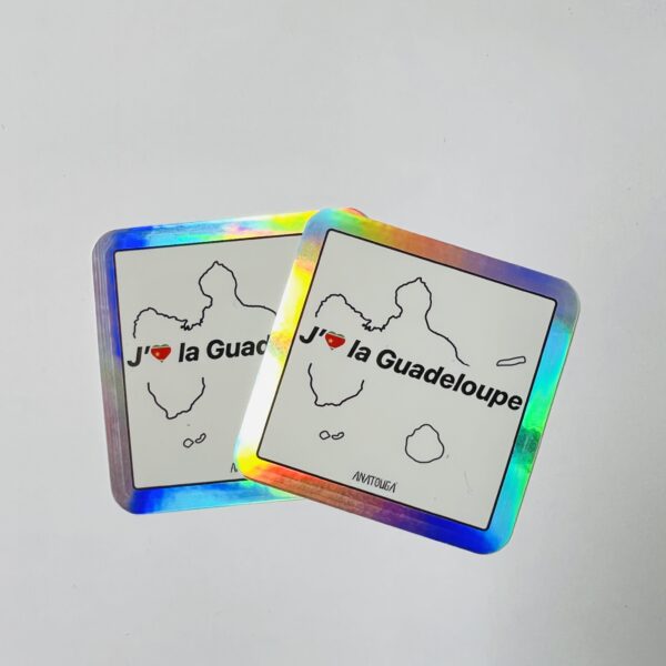 2 x Sticker « J’aime la Guadeloupe » – Coeur drapeau – Image 2