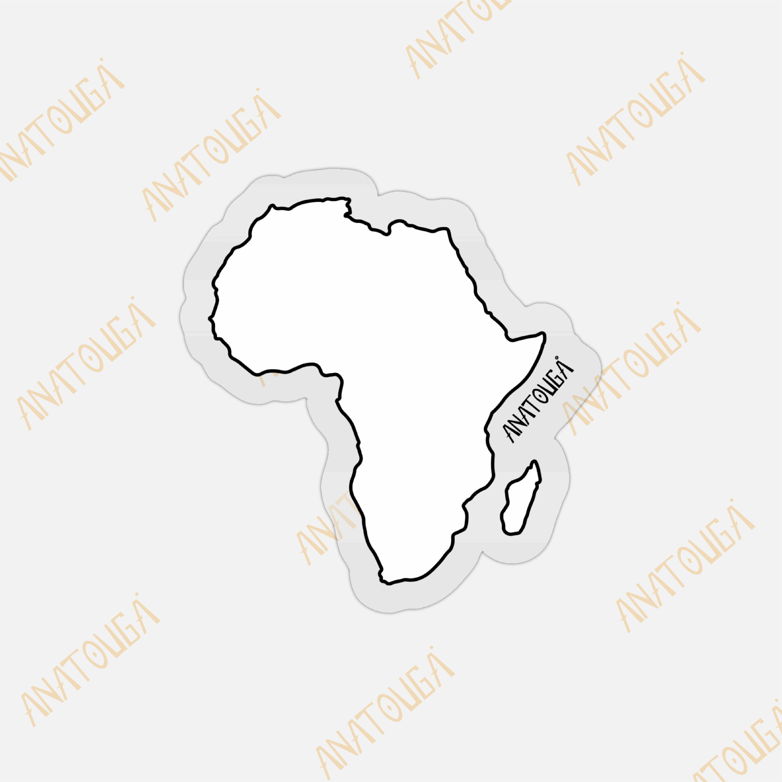 Sticker blanc "Carte de l'Afrique" - Élégance et Simplicité  (bordure transparent)